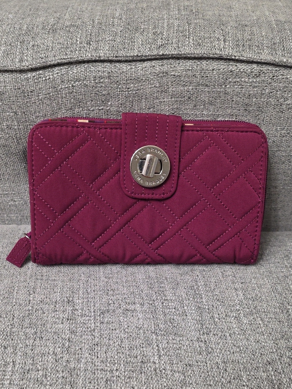 Vera Bradley RFID Turnlock & Zip Organizer Wallet in Plum